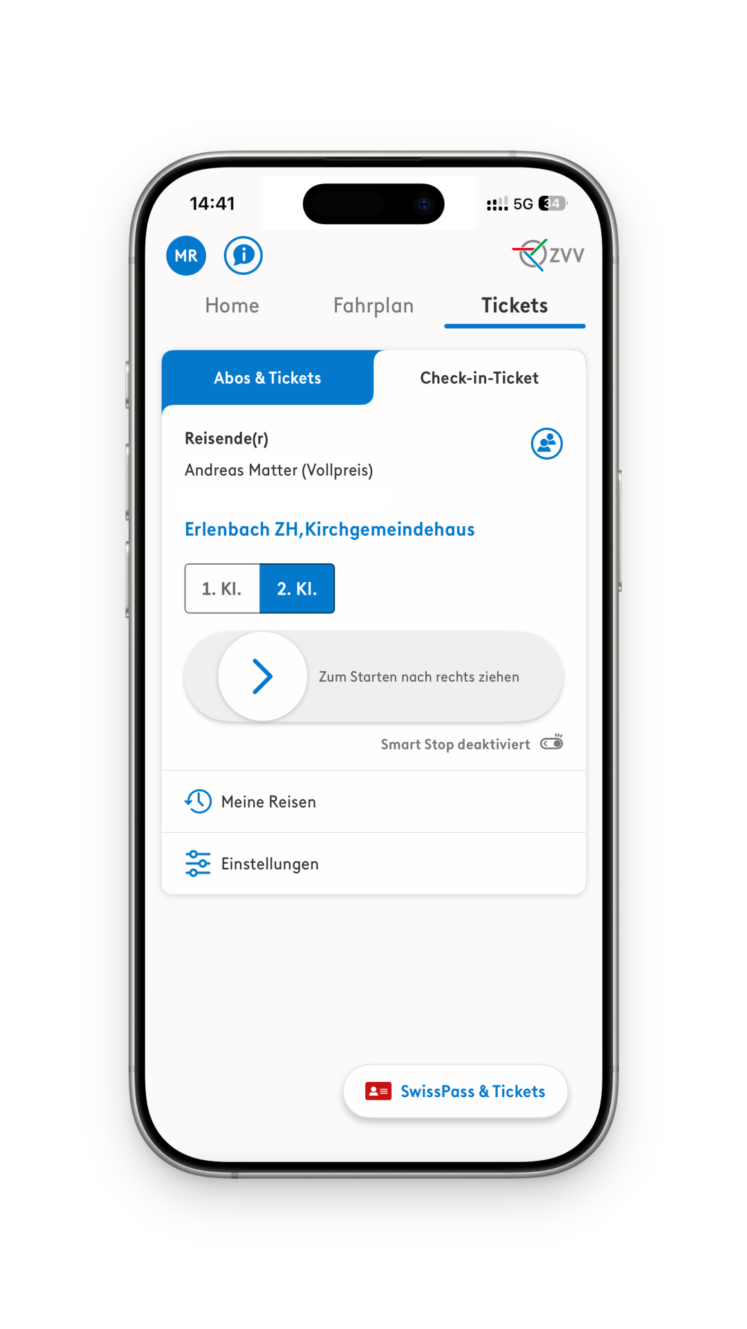 Mit dem Check-in-Ticket in der ZVV-App einfach einchecken