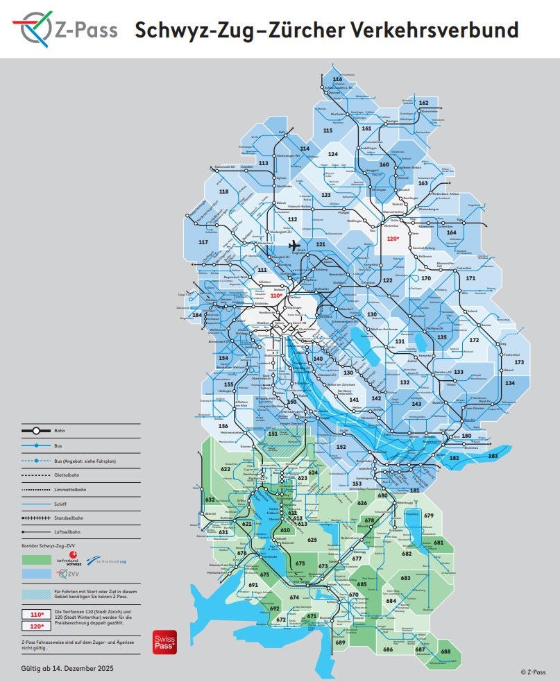 Plan Korridor Schwyz / Zug - ZVV