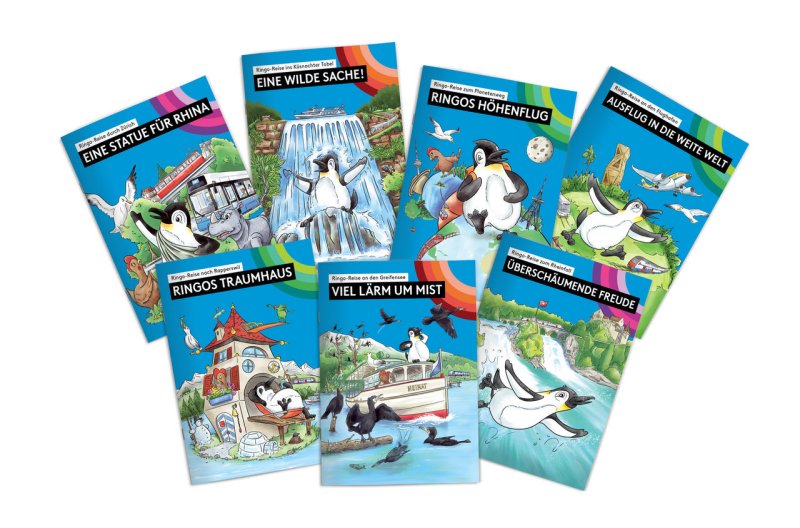 Die Broschüren der Ringo-Reisen alle arrangiert. 