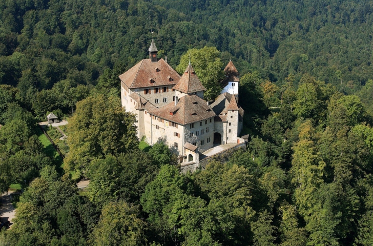 Das Schloss Kyburg von oben.