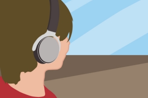 Bild einem Kind mit Kopfhörern