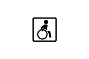 Pictogram with a wheel-chair user with a square border